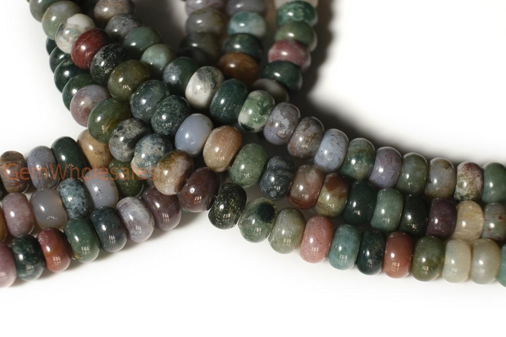 15.5" 5x8mm Natural Indian agate rondelle/roundel beads, disc beads
