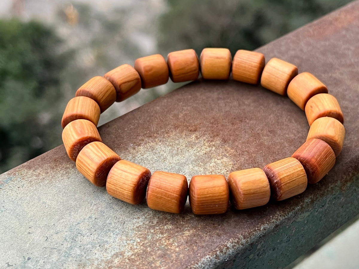 7.5" 10mm light Fragrant Cypress wood Barrel beads bracelets