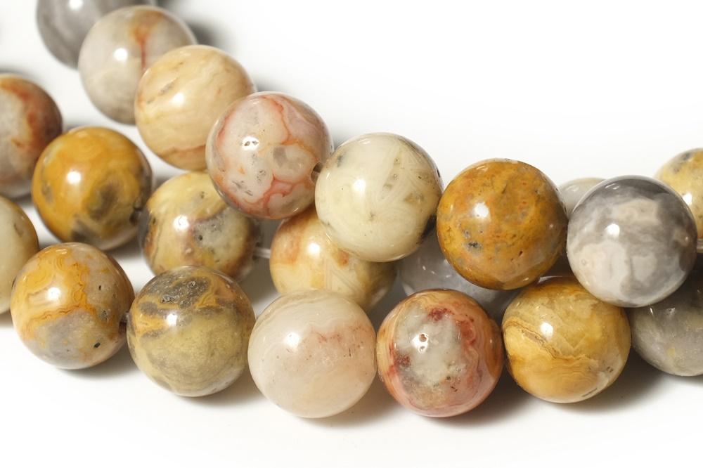 15" natural 10mm yellow red brown crazy Agate Round beads Gemstone