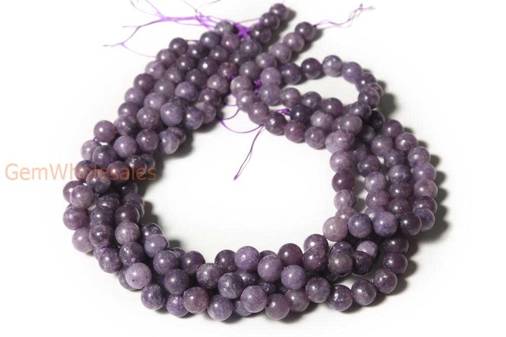 15.5" 8mm natural lepidolite round beads, purple DIY semi-precious stone, natural purple gemstone