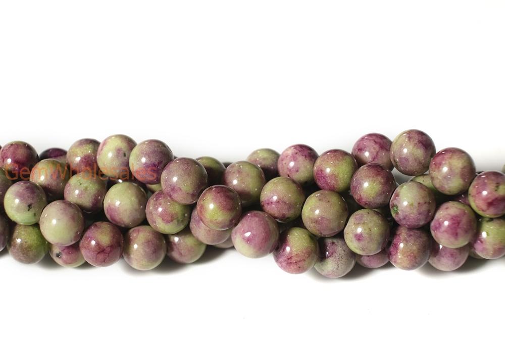 15.5" 8mm Dyed Green purple jade round beads X016