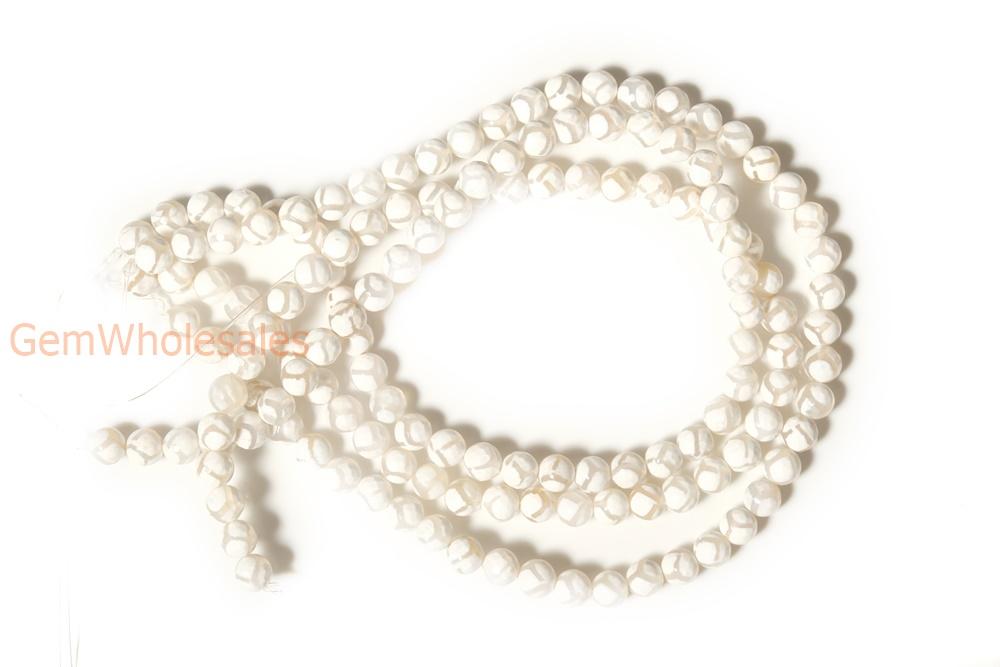 14.5" Grey Bulk tibetan Dzi beads 8mm/10mm/12mm/14mm round beads, Grey Dzi agate with white stripe