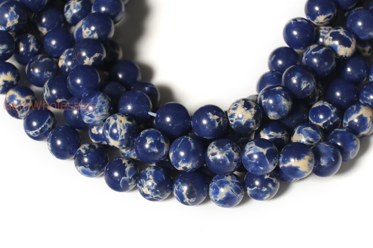 15.5" 6mm/8mm/10mm Dark Blue emperor jasper round beads,Sea Sediment,dark blue Aqua Terra Jasper XYB05