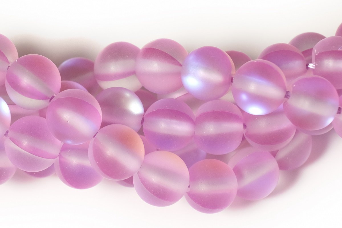 15.5" 8mm Rainbow Red Synthetic Moonstone round beads