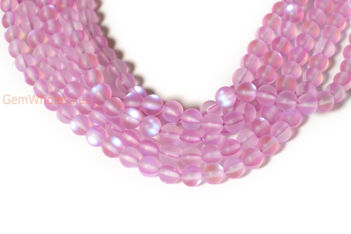 15.5" 8mm Rainbow Red Synthetic Moonstone round beads