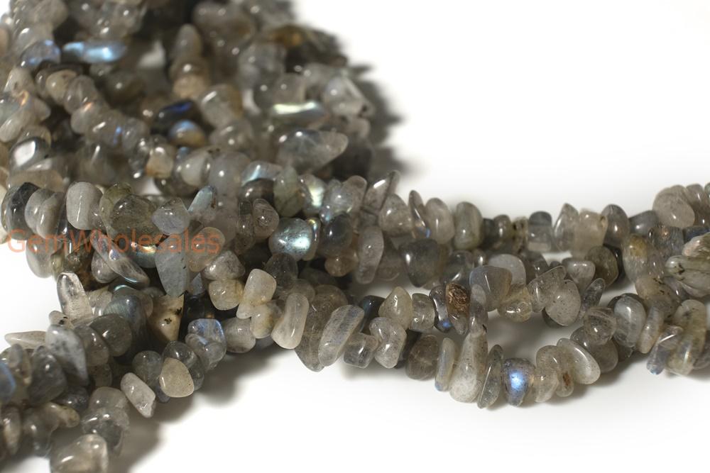 34" Natural Labradorite 5x10mm chips , Labradorite small chips, Grey color gemstone beads