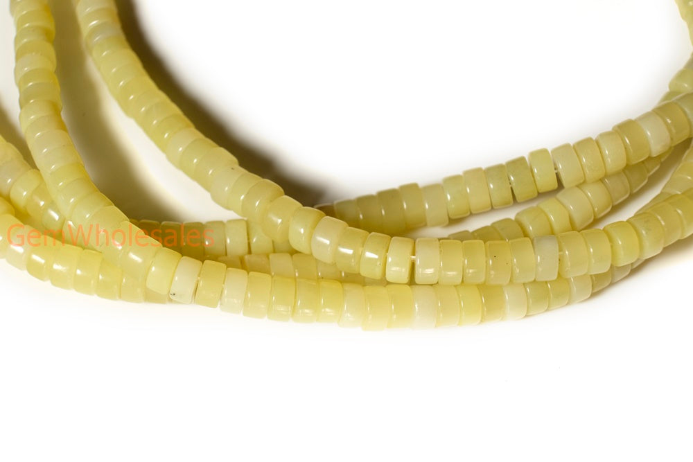 15.5" 3x6mm yellow green olive jade Heishi beads gemstone