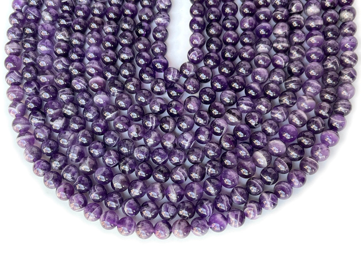 15.5" 8mm Natural dogtooth amethyst round beads, Purple Quartz