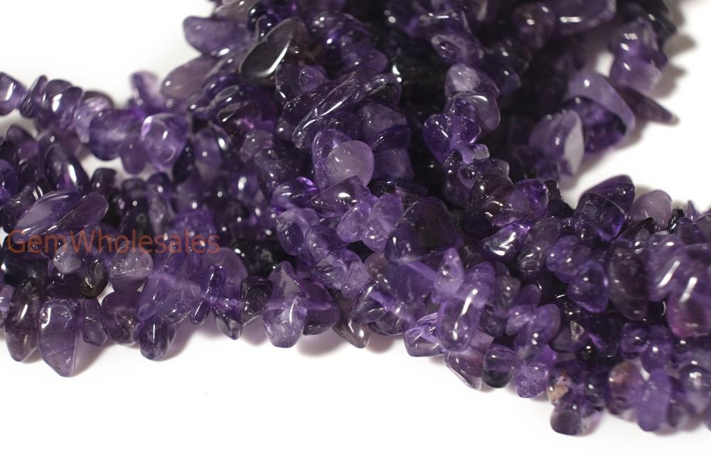 34" Natural Amethyst 5x10mm chips ,purple gemstone small chips
