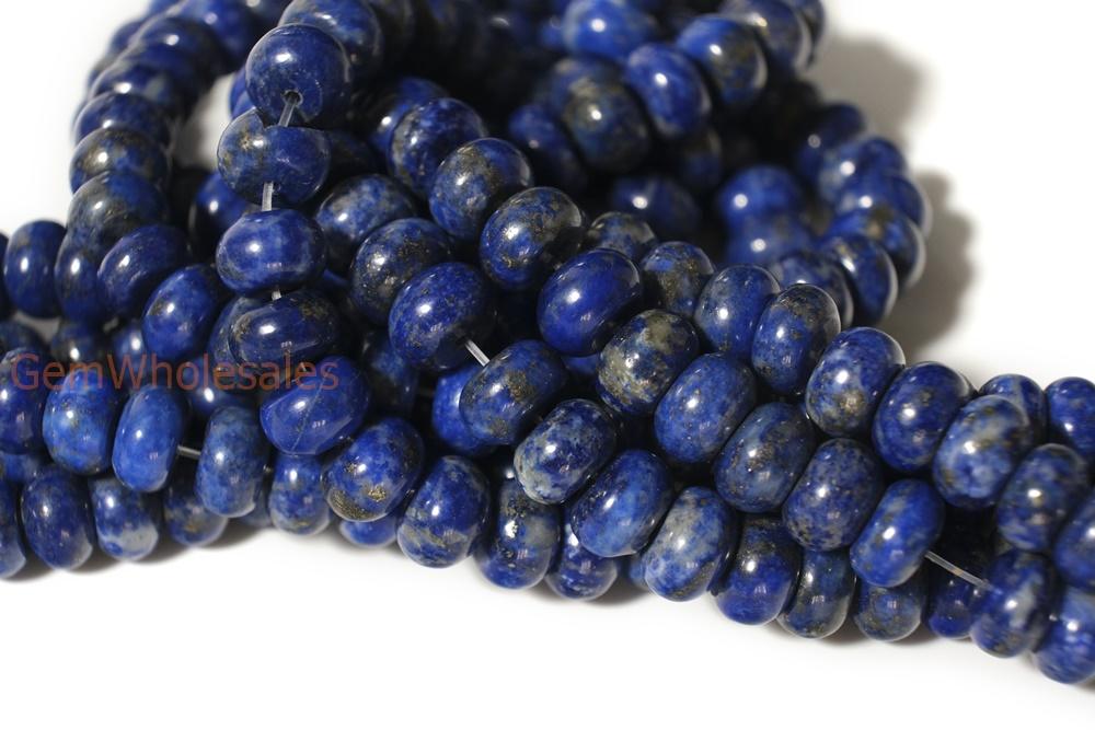 15" 5x8mm Natural Lapis lazuli stone rondelle/roundel beads