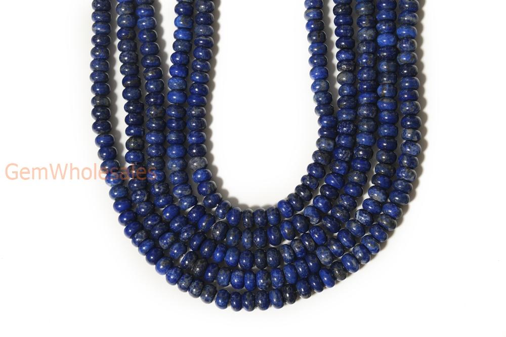 15" 5x8mm Natural Lapis lazuli stone rondelle/roundel beads