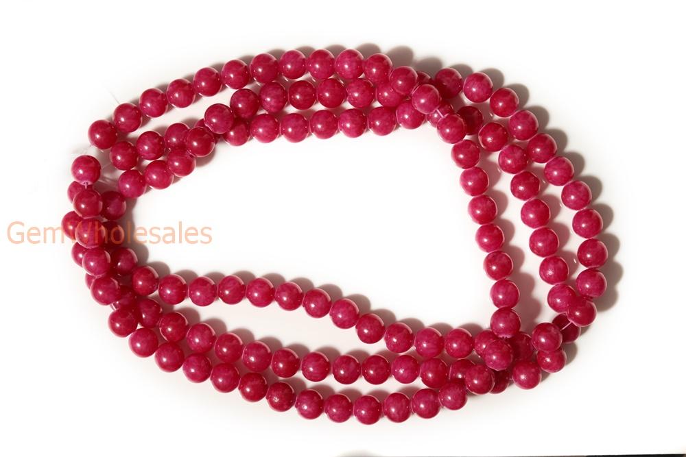 15.5" 6mm/8mm/10mm/12mm rose red dyed jade Round beads gemstone