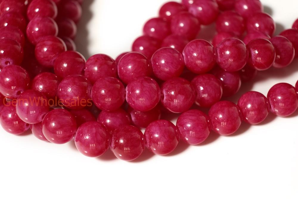 15.5" 6mm/8mm/10mm/12mm rose red dyed jade Round beads gemstone