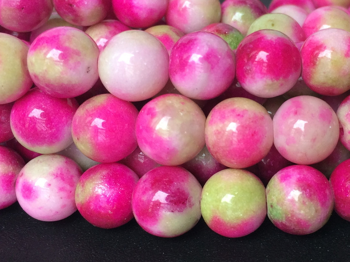 15.5" 8mm Rose red green Dyed jade round jewelry beads supply