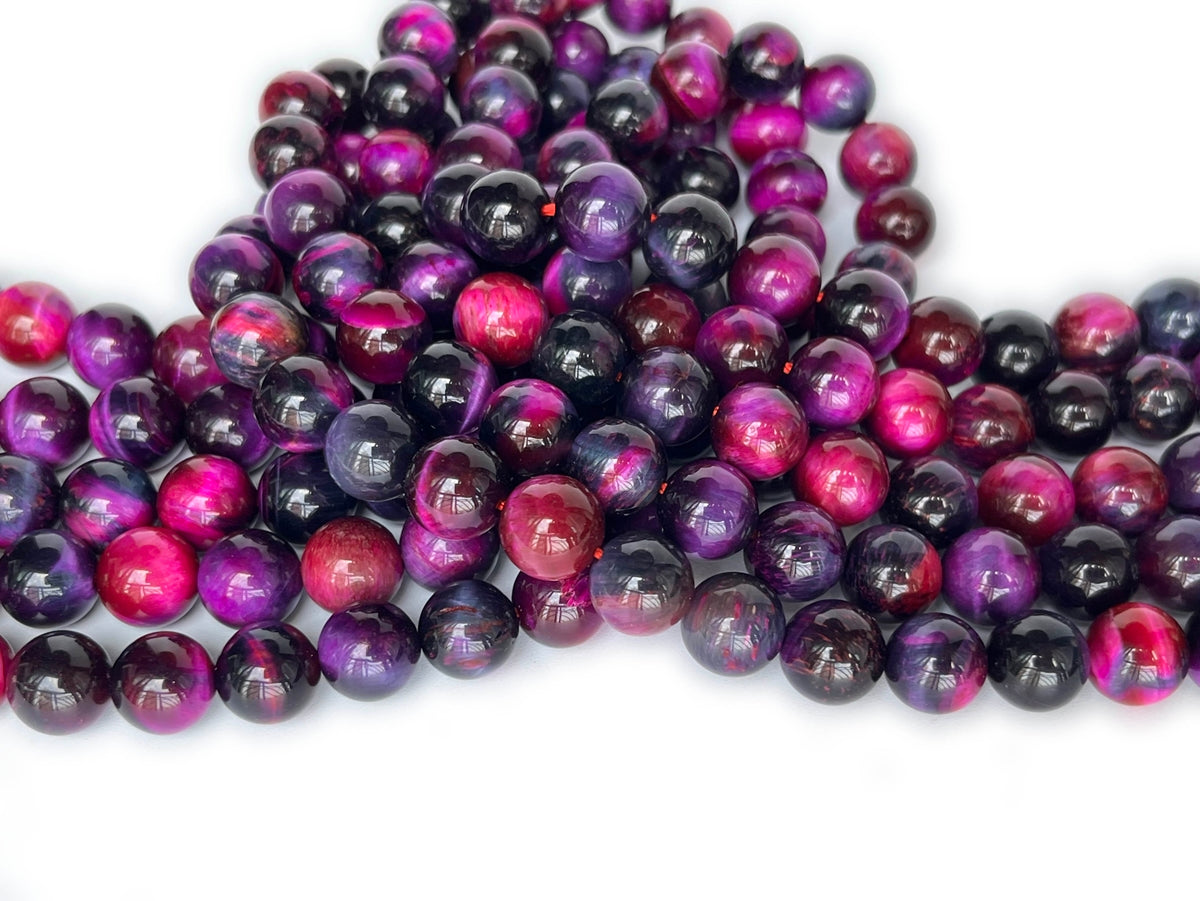 15.5" 8mm/10mm Dyed red purple dream tiger eye stone round beads