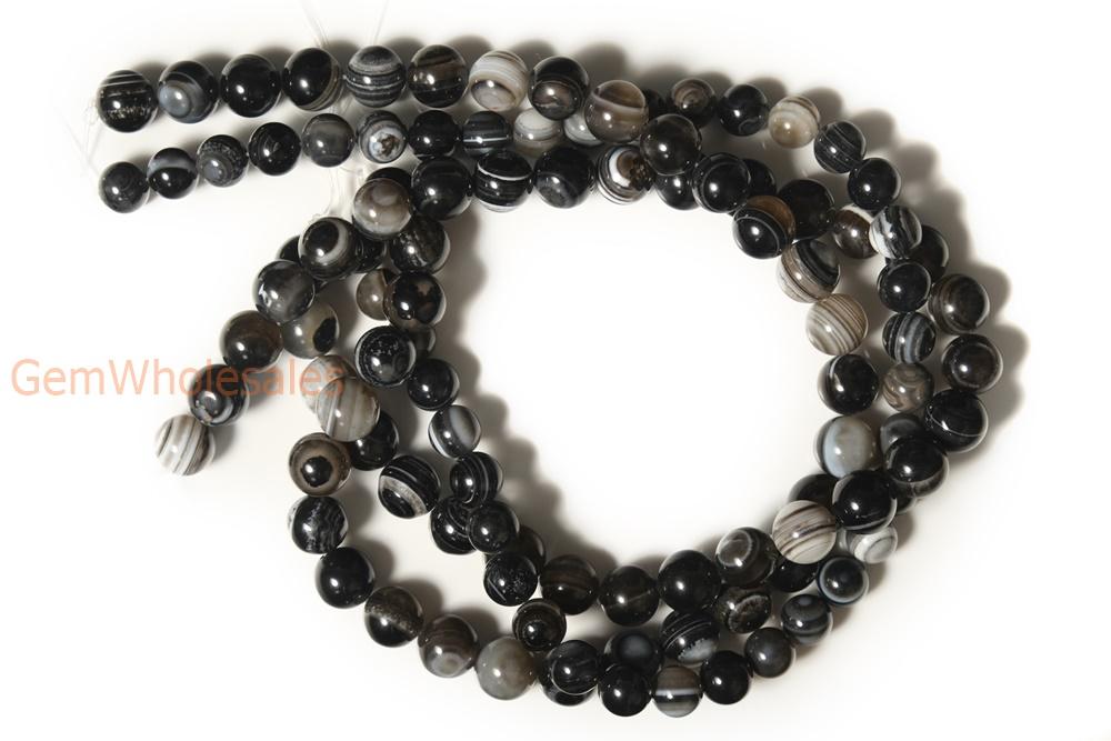 15.5" 10mm/12mm black eye Agate Round beads Gemstone