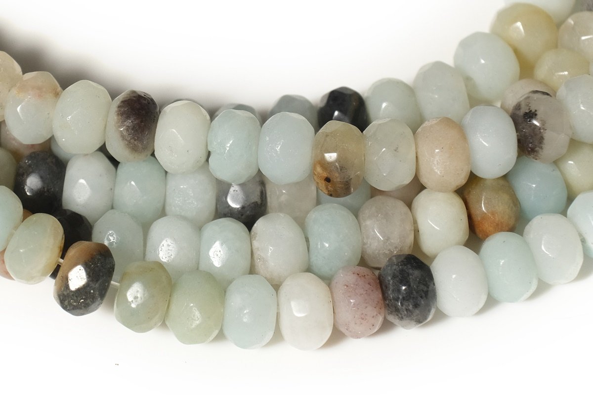 15.5" 4x6mm Natural amazonite rondelle faceted beads,multi color gemstone