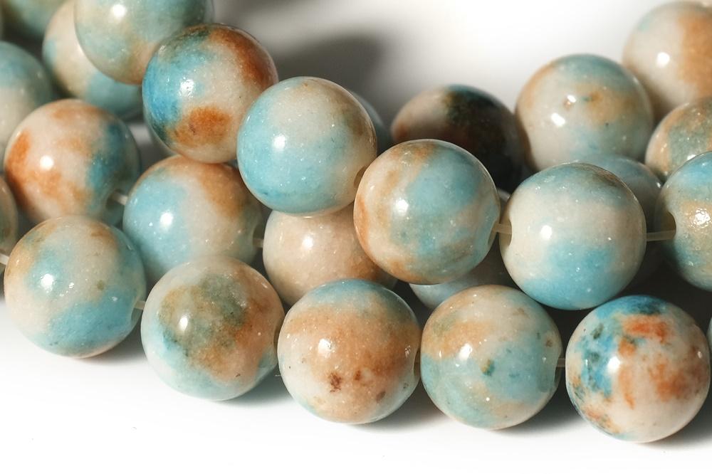 15.5" 8mm Dyed blue Orange jade round beads X06