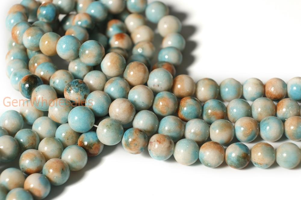 15.5" 8mm Dyed blue Orange jade round beads X06