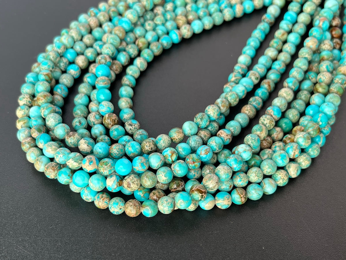 15.5" 6mm turquoise blue emperor jasper round beads, Terra Jasper