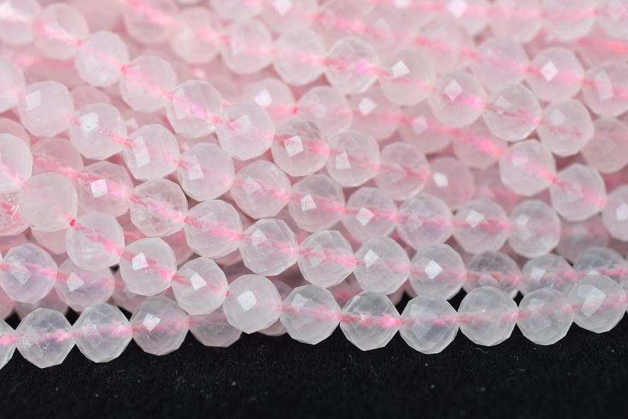 rose quartz - Round faceted- beads supplier