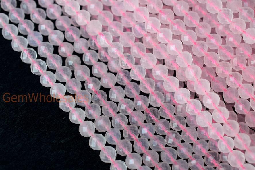 rose quartz - Round faceted- beads supplier