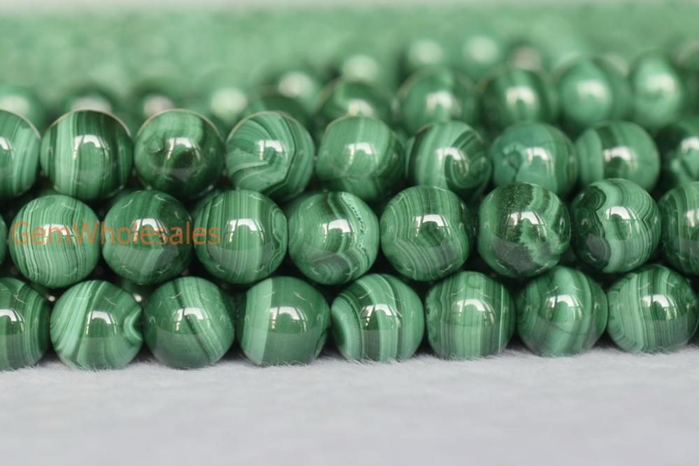15.5" 8mm Genuine natural malachite round beads,Green gemstone,DIY beads supply A