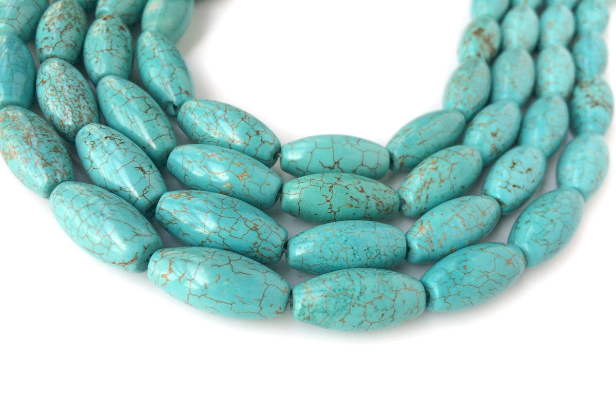 15.5" 8x18mm Blue howlite stone rice oval beads