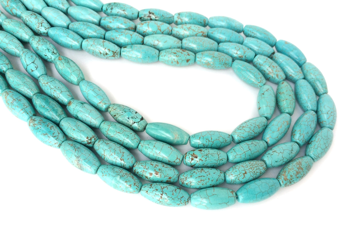 15.5" 8x18mm Blue howlite stone rice oval beads