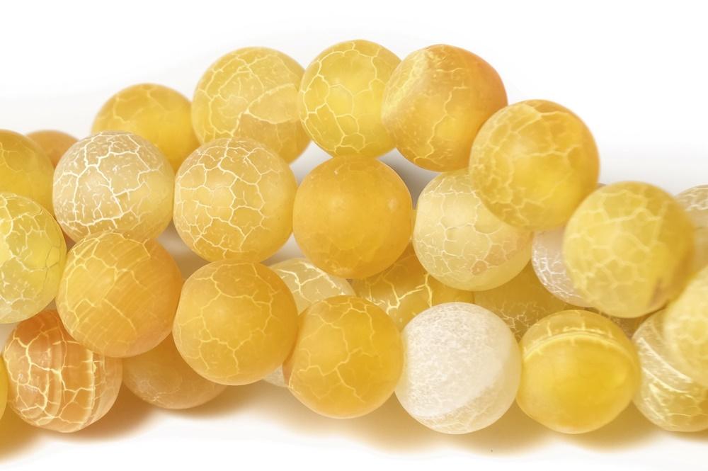 15" 6mm/8mm/10mm/12mm yellow dream fire dragon veins frosted Agate Round beads Gemstone
