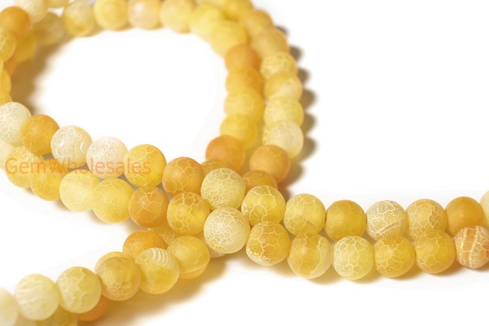 15" 6mm/8mm/10mm/12mm yellow dream fire dragon veins frosted Agate Round beads Gemstone
