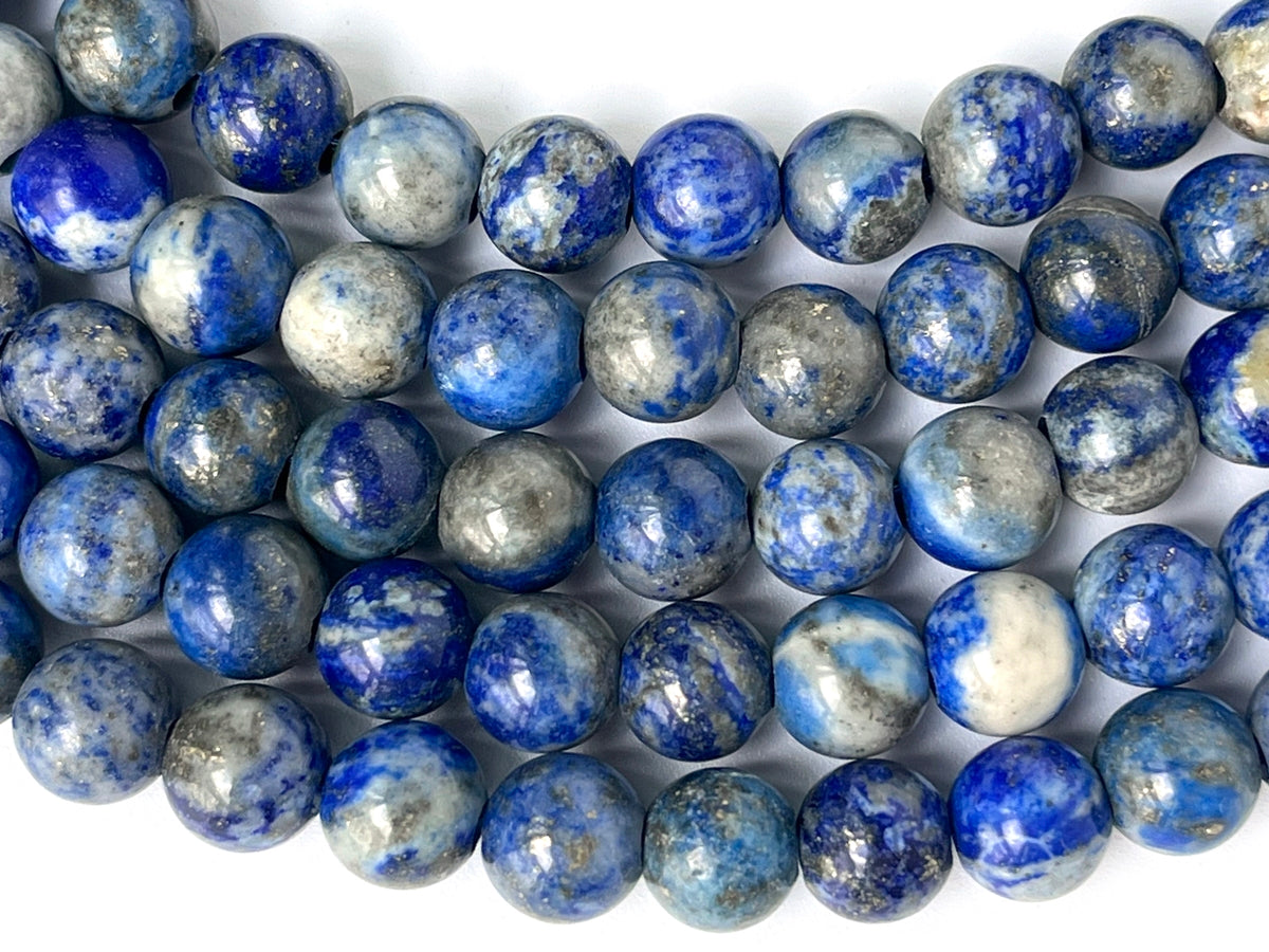 15" 8mm AB Natural genuine Lapis lazuli round beads 2.5mm big hole