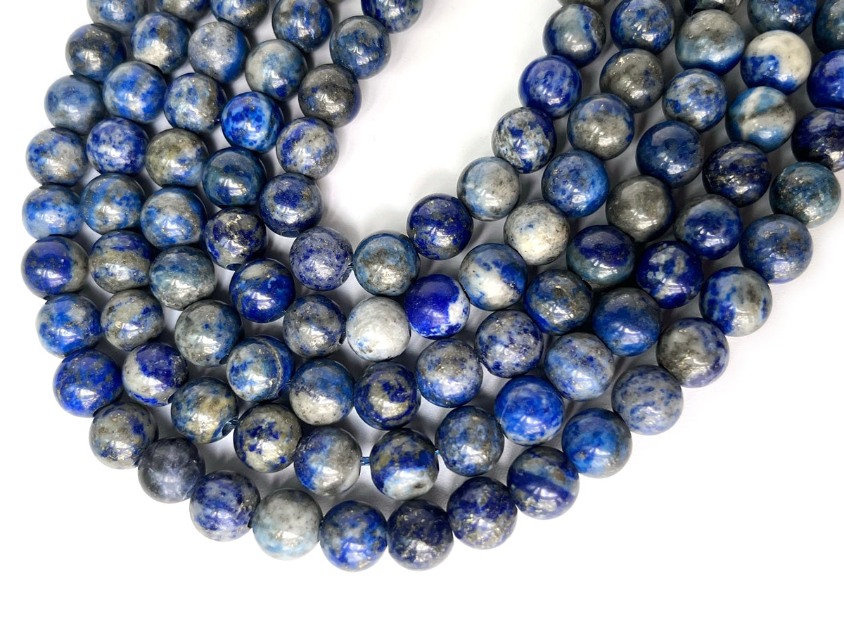 15" 8mm AB Natural genuine Lapis lazuli round beads 2.5mm big hole