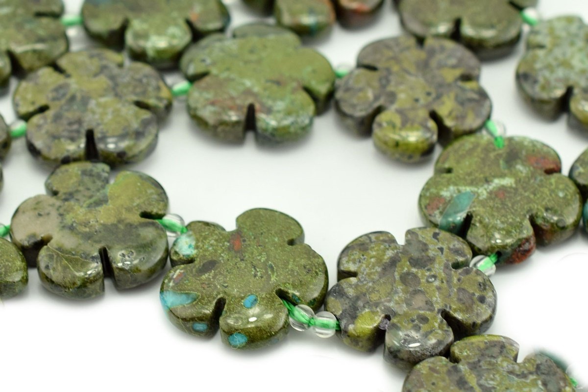 15.5" 15mm/20mm Natural green australia jade flower beads gemstone