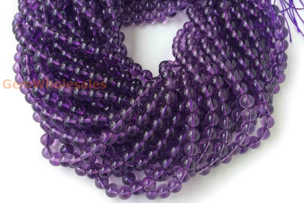 15.5" 8mm 5A Natural light middle amethyst round beads
