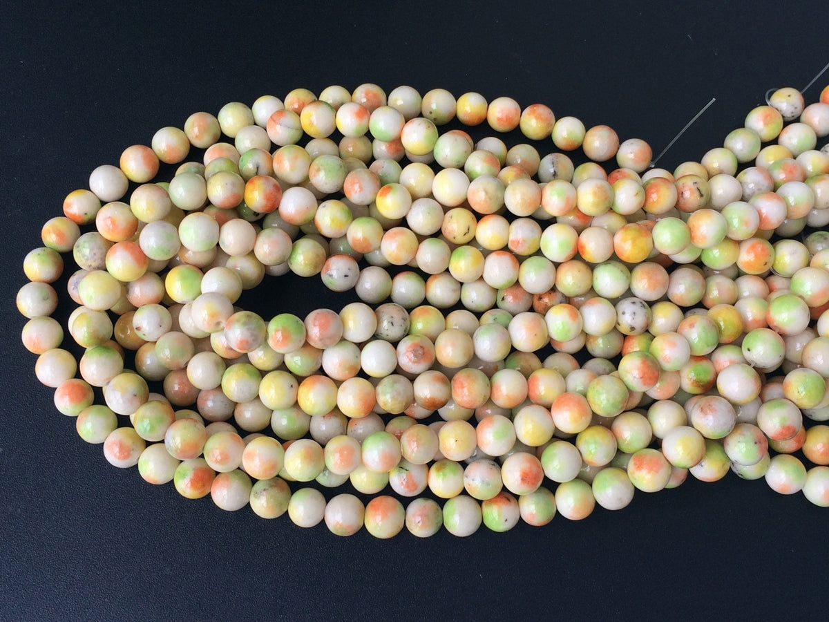 15.5" 8mm Dyed Yellow green jade round jewelry beads supply