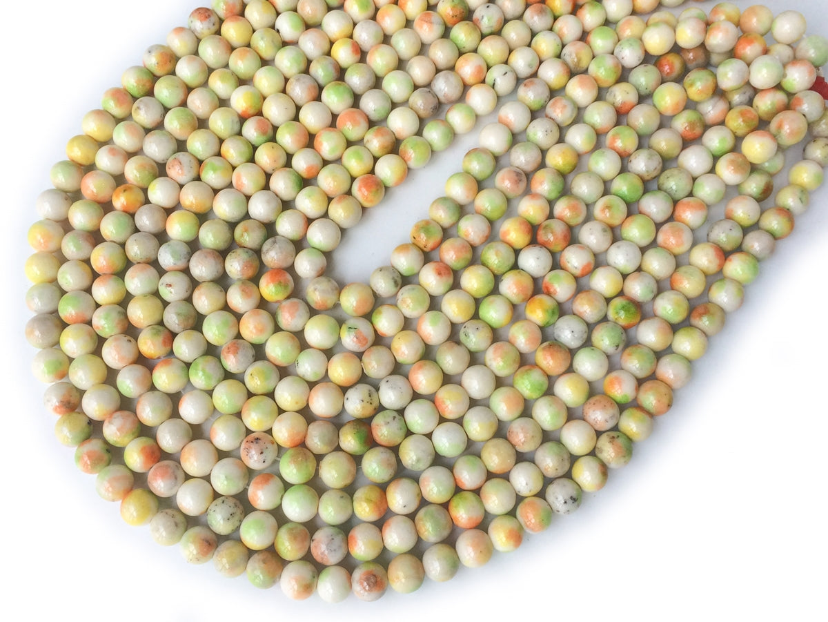 15.5" 8mm Dyed Yellow green jade round jewelry beads supply