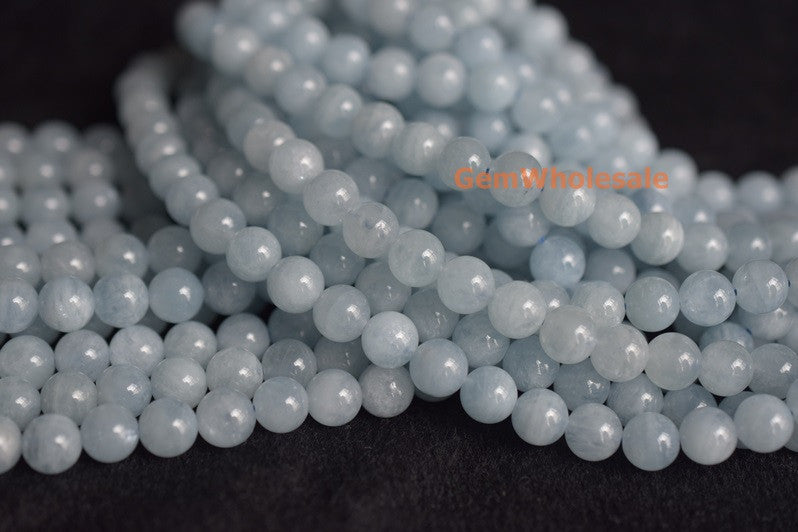15.5" 8mm A Natural Aquamarine round beads,light blue color gemstone A quality