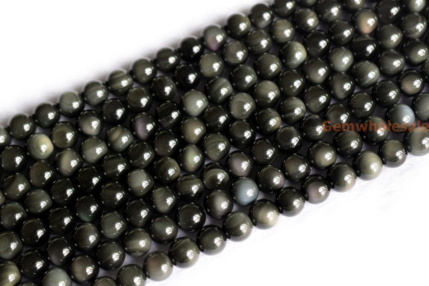 15.5" Natural rainbow obsidian 6mm/8mm/10mm, Black obsidian round beads