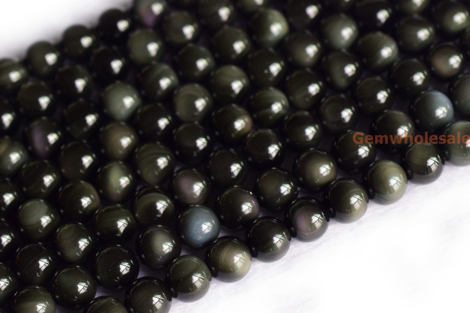 15.5" Natural rainbow obsidian 6mm/8mm/10mm, Black obsidian round beads