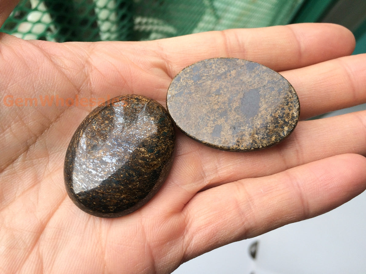 30x40mm natural Bronzite stone oval cabochon pendant