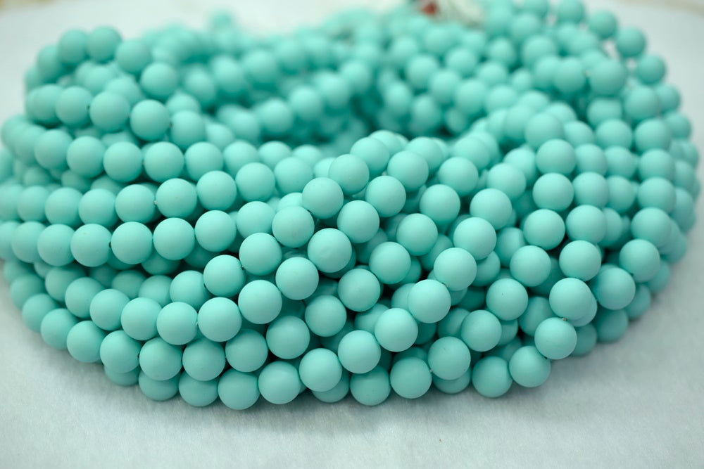 15.5" 8mm/10mm Matte Shell pearl round beads light green color,HJC1
