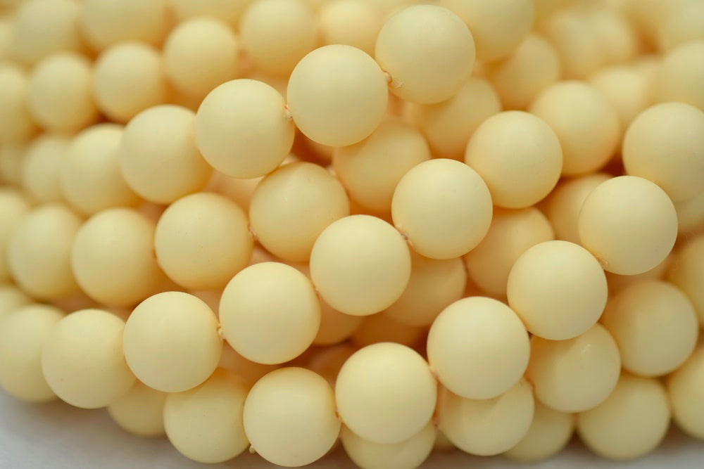 15.5" 8mm/10mm Matte Shell pearl round beads light yellow color