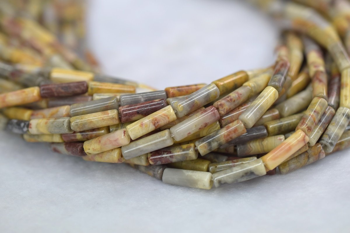 15.5"Crazy natural 4x13mm yellow crazy Agate Tube beads Gemstone