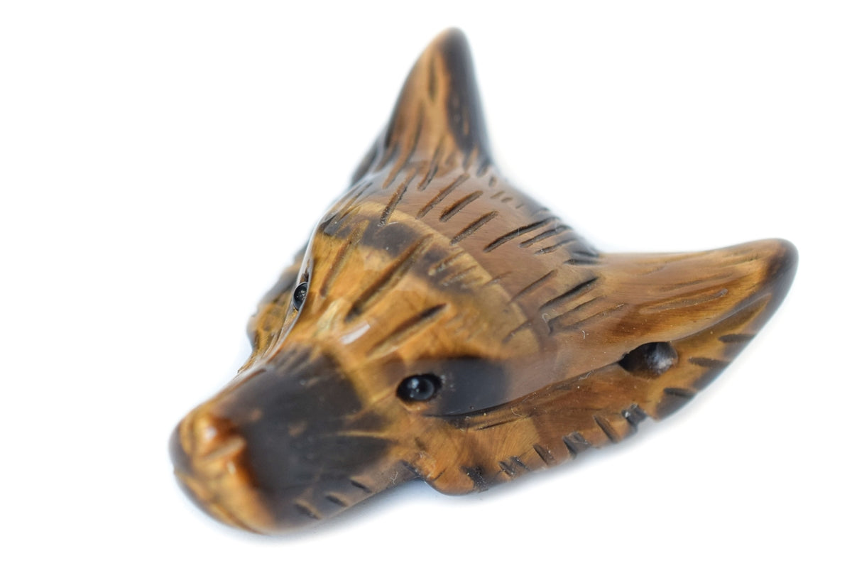 1pcs 30mm Natural Yellow tiger eye carving wolf head pendant