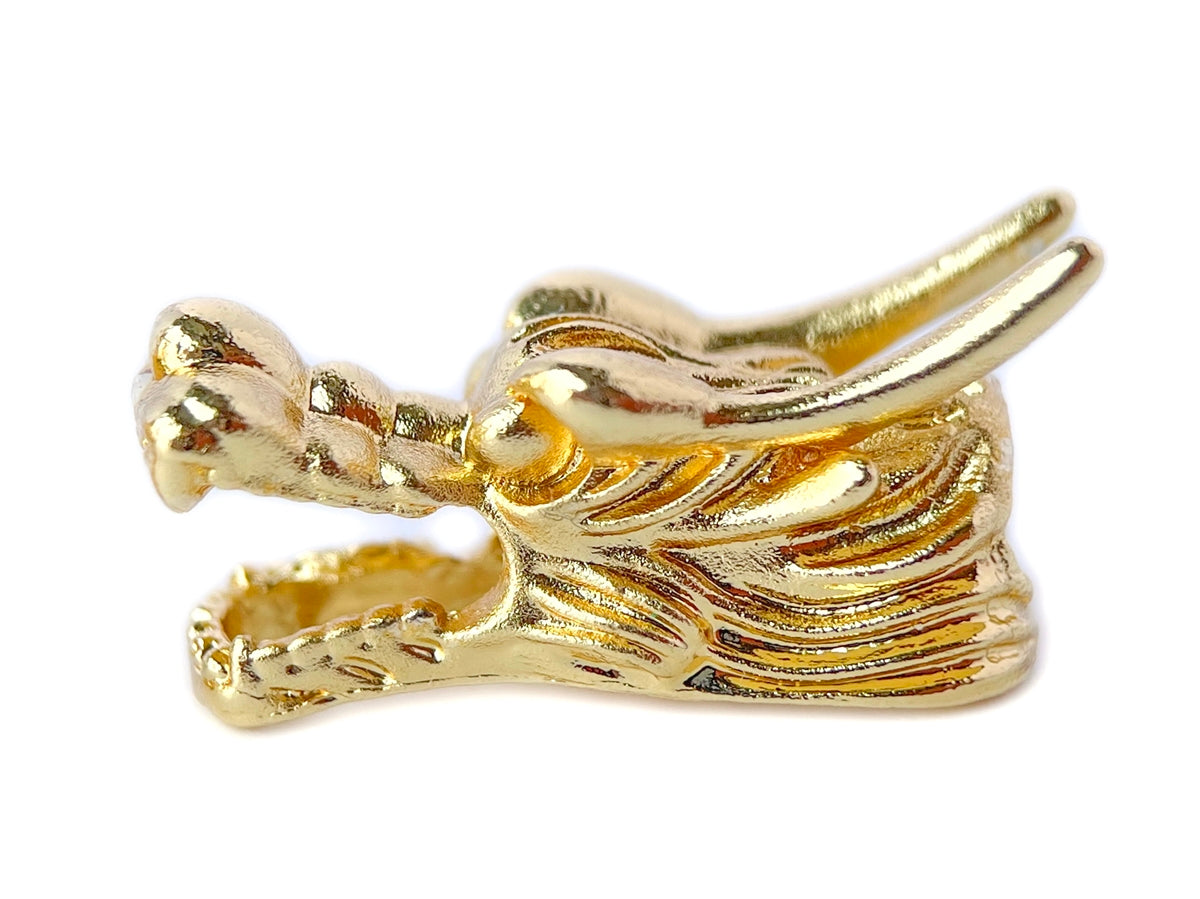 2PCS 25x10x12mm dragon head gold plated brass metal part jewelry findings