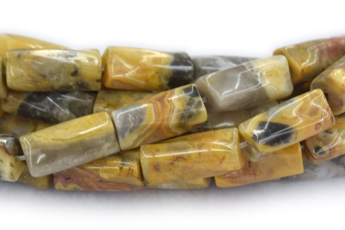 15.5" natural 9x20mm yellow crazy Agate tube beads Gemstone