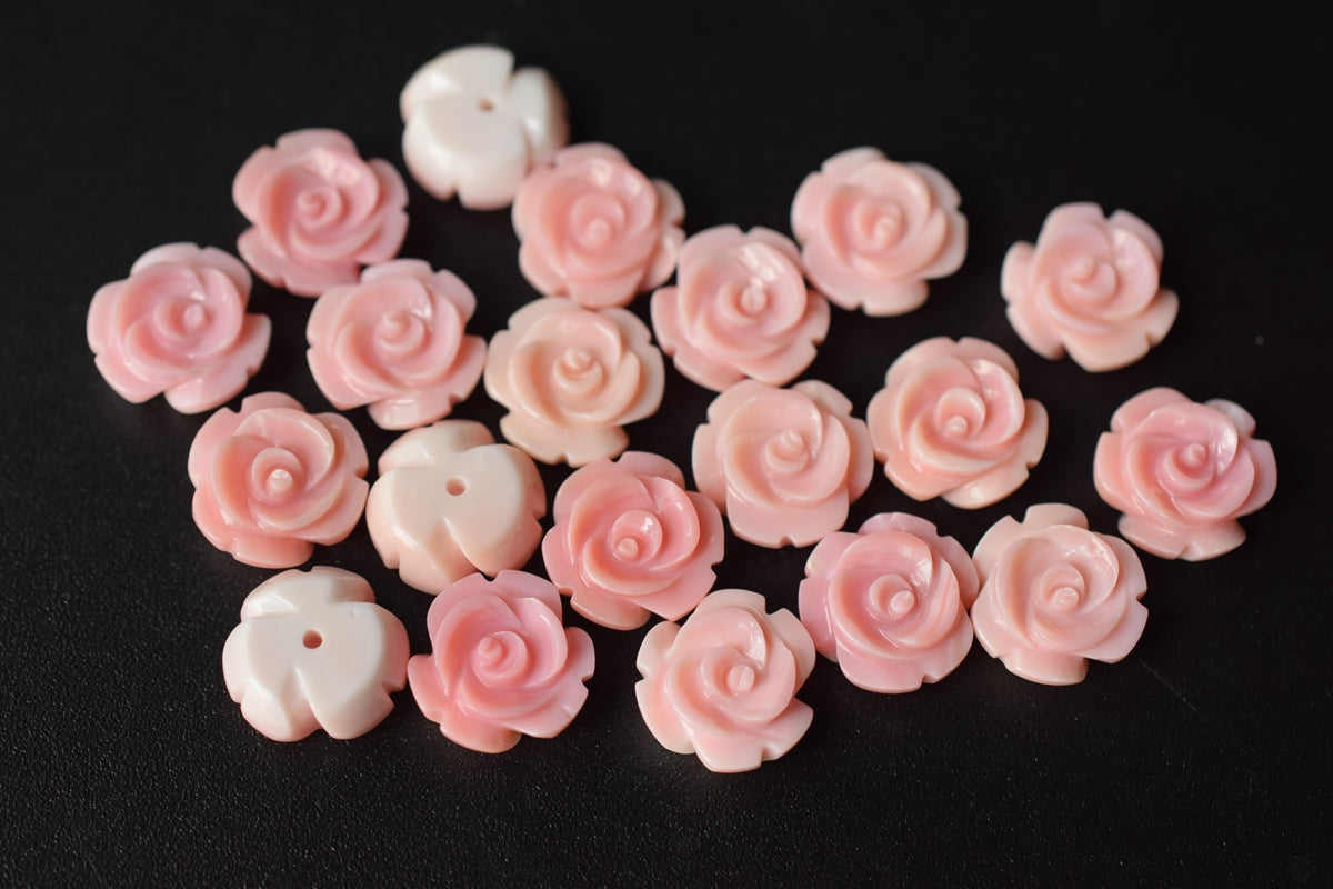 10PCS 12mm Natural pink queen conch shell rose flower