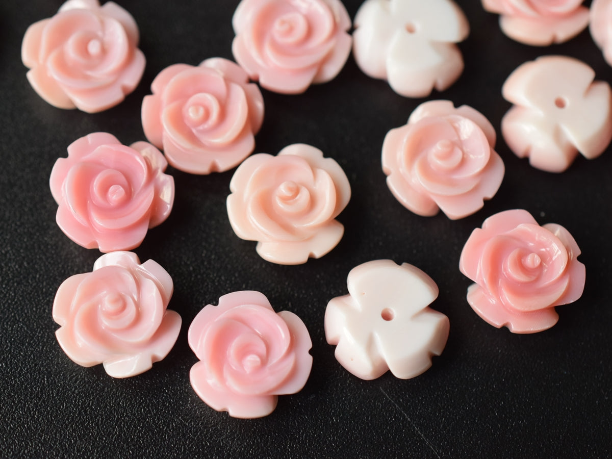 10PCS 12mm Natural pink queen conch shell rose flower