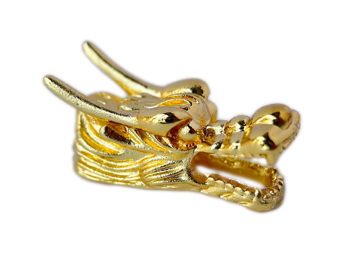 2PCS 25x10x12mm dragon head gold plated brass metal part jewelry findings